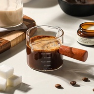 75ml Measuring Glass Cup Shot Espresso Coffee Wooden Handle