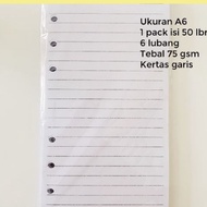 GASTA A6 Loose Leaf Paper - 50 Sheets, 6 Holes, 70gsm, Line