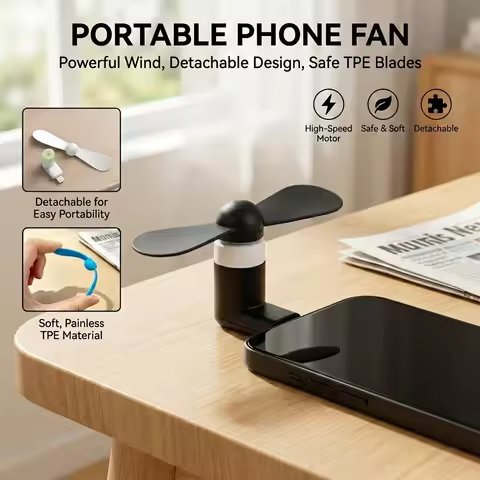 1 PCS Type C Mini Phone Fan Portable MicroFan Mobile Phone for iPhone 15 iPad Samsung Galaxy Cellpho