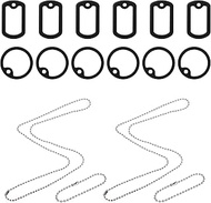 12 Pieces Dog Tag Silencer, Black Dog Tags Military with 4 Chains Round and Square Silicone Army Dog