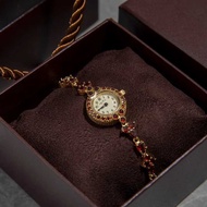 Japanese Super Hot Women's Watch agete Natural Garnet Disc Middle-aged Small Gold Watch Retro Bracel