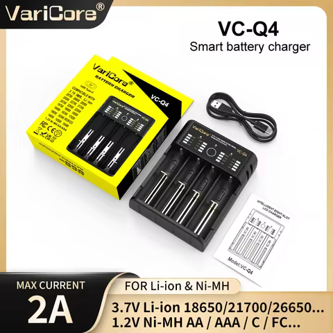 VariCore VC-Q4 V20i 3.7V LI-ION 18650 21700 26650 26700 18350 14500 1.2V NIMH AA /AAA Smart Fast Cha