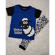 Baju Budak Sepasang Biru Blue Lelaki Boy Perempuan Girl Baju Tidu Baju Jalan