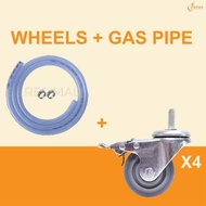 Set of 4 Wheels and Gas Pipe for High Pressure gas