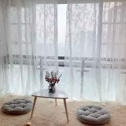 Lace Tulle Window Curtain Aesthetic Lace Curtain French Balcony Screen Curtain Wedding Party Decor B