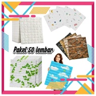 Paket 50 Lembar Wallpaper Dekorasi Ruangan Wallpaper Foam 3D Sticker