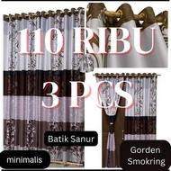 Paket Usaha gorden jendela ruang tamu 3 pcs/hordeng pintu dan je smokring 12 ring satu set bisa cod
