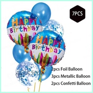 ☺ Agar.shop 7pcs Happy Birthday Foil Balloon Set Birthday Party Deco