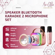 Speaker Bluetooth Karaoke 2 Microphone Set Salon Bluetooth Speaker Karaoke Mini Portable Karaoke Spe