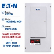 EATON 10DBSOS/100# Memguard 10 Way Multipole Distribution Board with 100A TP Main Switch
