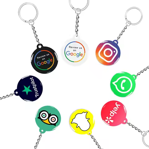 NFC Smart Epoxy Keychain for Google Instagram WhatsApp Facebook Snapchat Review Tap Keychain for Ins