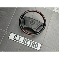 PERFECT ORI W124 R129 W140 W126 W210 W202 HALF WOOD WALNUT BURLWOOD LEATHER STEERING WHEEL MERCEDES 
