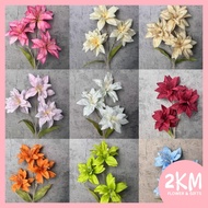 (3HEADS) LILY Artificial Fake Flower Bouquet Plant Living Room Home Decor Decoration Bunga Hiasan Ru