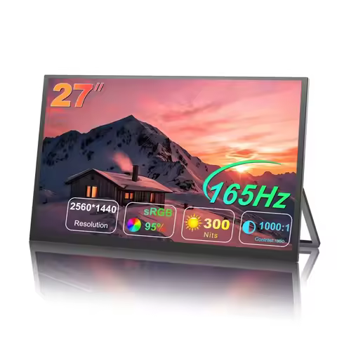 SIBOLAN 27" 2k Large Portable Monitor 165Hz IPS 2560*1440P Gaming External Extension Screen TYPE-C/H