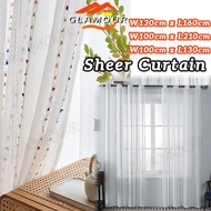 [SG] 130*160cm Sheer Curtain For Living Room Transparent Curtain Day Half Curtain Gauze Hemp Yarn Cu