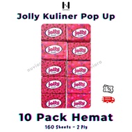 10 PACK Jolly Culinary Pop Up Tissue 160 Sheets Economy Package | Small Size Tissue | Tissue
