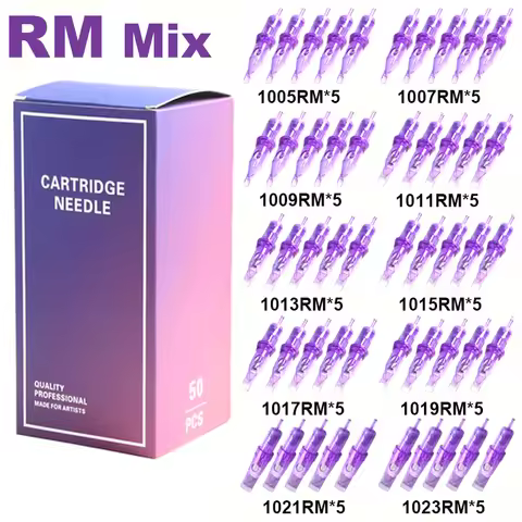 50/100pcs Mixd SIze Curved Magnum Tattoo Needle Cartridge 5/7/15/17/19RM Stranded Round Magnum Tatto