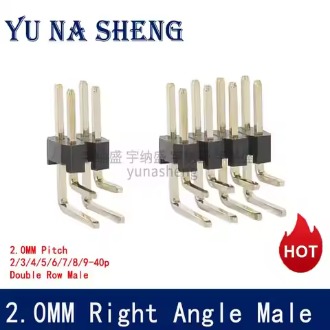 2.0mm Pitch Right Angle Double Row Pin Header 2x 40 Pin R/A Male 90 degrees Needle Connector 2mm 40P
