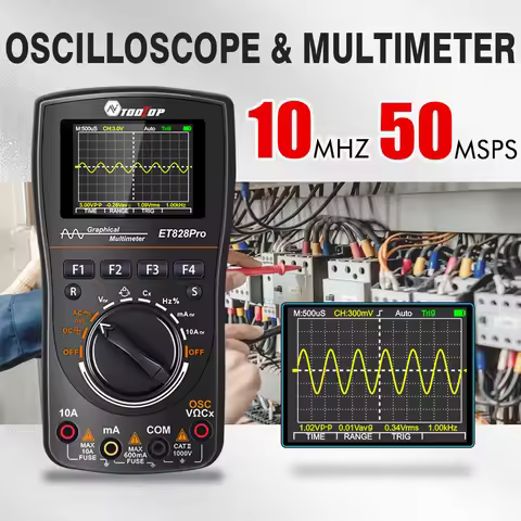 TOOLTOP ET828Pro 50Msp/s 10MHz Handheld Digital Oscilloscope True RMS for DIY Electrical Car Overhau