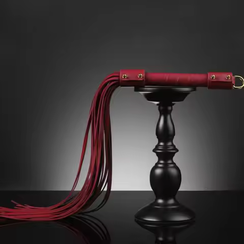 58CM Premium PU leather Whip Spanking Paddle Whip - Equestrian Horse Training Whip with Ergonomic Gr
