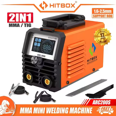 HITBOX ARC200S Welding Machine 2 in 1 ARC MMA LIFT TIG MINI IGBT Inverter LED Digital Display Portab
