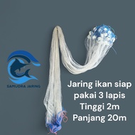 Ready-to-use 3-layer high fishing net 20m long, 13 inner net, 4in 0.20mm, 5in 0.28mm outer net