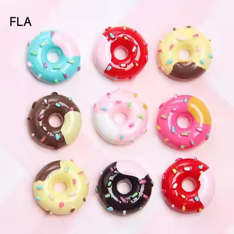 8pcs Resin Donut Simulation Cookie Finish 3D Dessert Decoration Christmas Miniature Decoration DIY P