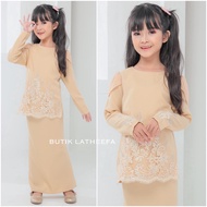 BAJU KURUNG ELMIRA ANAK KANAK KANAK BUDAK PEREMPUAN COKLAT NUDE BEIGE BAJU RAYA SEDONDON SET IBU ANAK MAK BUDAK 2022