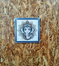 Wooden UV PRINT 3D Lord Ganesha With Frame Wall Art Home Decoration 12" X 12" WOODIEART
