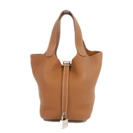 HERMES Clemence皮革Picotin PM銀扣手挽袋Gold