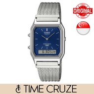 [Time Cruze] Casio AQ-230 Stainless Steel Mesh Band Analog Blue Dial Unisex Watch AQ-230EM-2ADF AQ-2