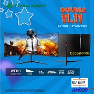TITAN ARMY 30” Curved VA WFHD 200Hz 1ms 92%sRGB Adaptive Sync R1800 Ultrawide Gaming Monitor (C30SK-