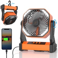 Camping Fan with LED Lantern, 20000mAh Rechargeable Battery Operated Tent Fan, 270°Rotation, 4 Speed