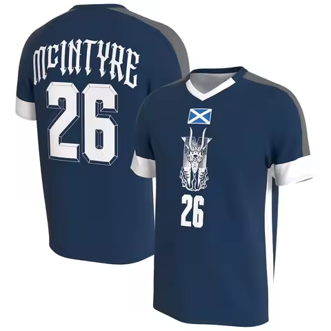 Unisex Blue Drew McIntyre Football Jersey 3D Printed Sports Soccer Quick Dry V-Neck Short Sleeve Wre