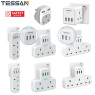 TESSAN Extension Socket Multi Plug USB C Charger with 1/2/3/4AC Outlet and 2/3 USB Ports ,Plug Extension Power Strip Wall Charger Power Strip Travel Adapter 3 pin Plug for Home Office