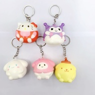 GANTUNGAN Squishy Keychain Kids Toys Sanrio Cinnamoroll Kuromi Melody Character Mini Size