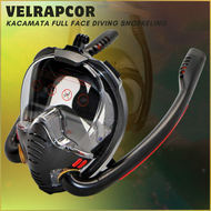 VELRAPCOR Kacamata Selam Tembak Cari Ikan Anti Kabut Full Face Diving Snorkeling S/M L/XL - HITAM