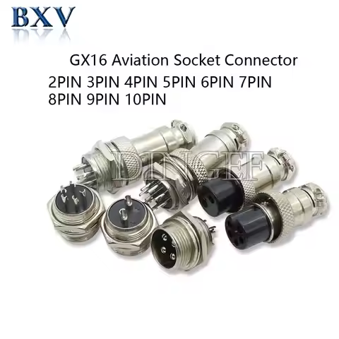 1 Set GX16 Nut TYPE Male & Female Electrical Connector 2/3/4/5/6/7/8/9/10 Pin Circular Aviation Sock