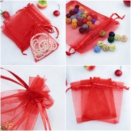 9 x 7 cm, 12 x 9 cm, 15 x 10, 20x15 cm 10 piece/pkt Red Organza Bag. Jewelry Mesh Voile Pouch Gifts 