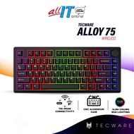 TECWARE Alloy 75 Wireless RGB Gaming Keyboard with Full CNC Aluminum Case, Pre-Lubed Switches, 75% L