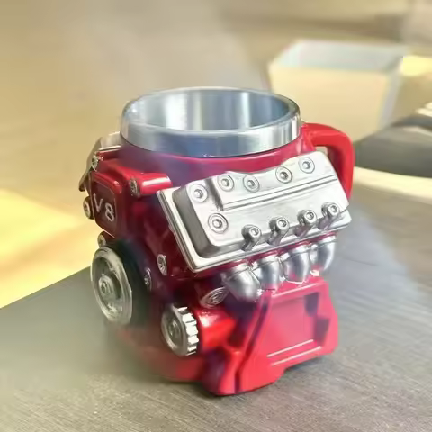 Mechanical V8 V6 Engine Resin Coffee Mug Personalized Inner Liner Simple Design Kitchen Bar Home Gif
