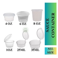 1oz / 2 oz /3oz Round Disposable Plastic Food Sauce Container Hinged Lid ( 50pcs± ) 1 oz