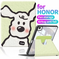 A1018线条小狗Honor Pad X9a Case 11.5 Inch 360 Rotating Vertical Stand Clear Acrylic Hard Back PU Leather