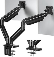 MOUNTUP Dual Monitor Desk Mount, Polished Aluminium Adjustable Gas Spring Double Monitor Stand, Fit Two Max 32 Inch Flat Curved Computer Screen, Clamp Grommet Base, Each Arm Holds up to 17.6lbs MU7004