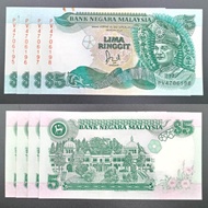 Collectibles for 1Set4pcsRunningNumbers UNC 100%New Malaysia Siri 6 RM5 Jaffar Hussein Duit Lama