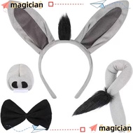 MAGICIAN 4PCS Donkey Costume Set, Tail Nose Funny Donkey Headband, Fashion Bow Tie Animal Donkey Ear