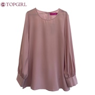 TOPGIRL Alesseya Plain Blouse/ Round Neck Blouse/Minimalist korean Blouse/ Cuff Sleeve