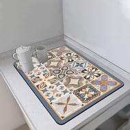 廚房碗盤瀝水墊 水杯乾燥墊 咖啡機浴室吸水墊 餐桌臺面墊子 吸水速幹（平行進口）（快遞送貨上門）