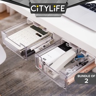 Citylife 2 Packs Self-Adhesive Under Desk Drawer Slide Out Desk Organizers and Accessories H-8097