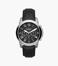 Fossil Men's Chronograph Grant Black Leather Strap Watch 44mm FS4812